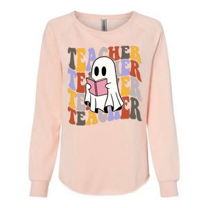 Teacher Retro Halloween Ghost Womens California Wash Sweatshirt