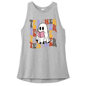 Teacher Retro Halloween Ghost Ladies PosiCharge Tri-Blend Wicking Tank