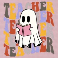 Teacher Retro Halloween Ghost 25L Jumbo Tote