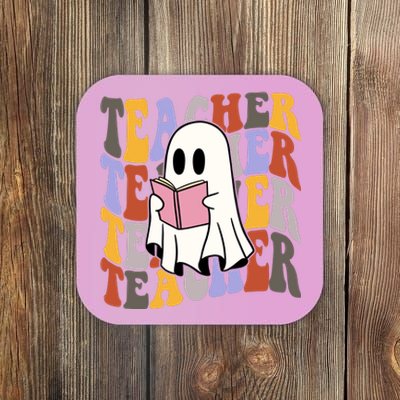 Teacher Retro Halloween Ghost Coaster