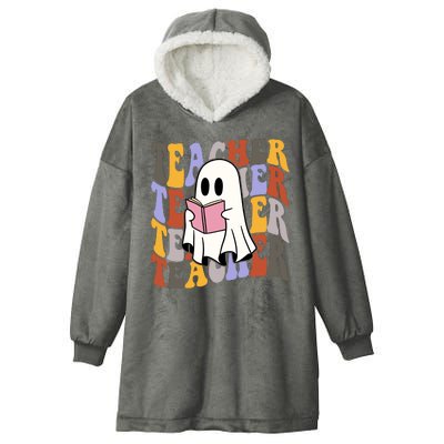 Teacher Retro Halloween Ghost Hooded Wearable Blanket