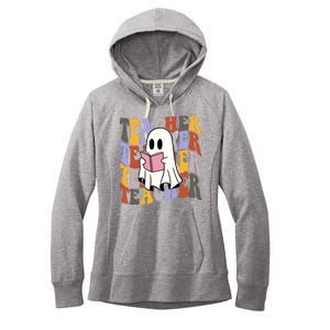 Teacher Retro Halloween Ghost Women's Fleece Hoodie