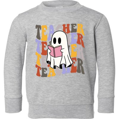 Teacher Retro Halloween Ghost Toddler Sweatshirt