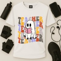 Teacher Retro Halloween Ghost Cooling Performance Crew T-Shirt