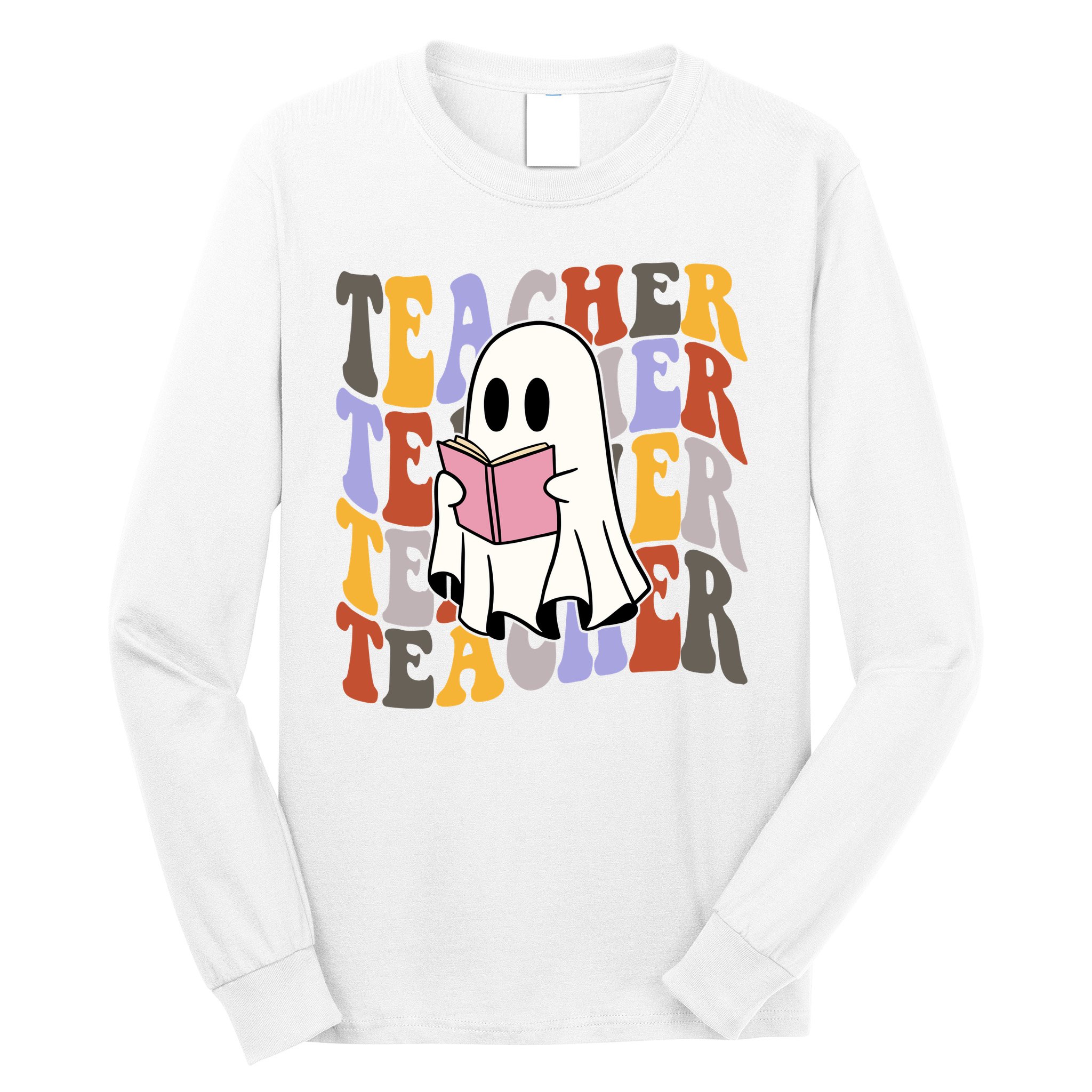 Teacher Retro Halloween Ghost Long Sleeve Shirt