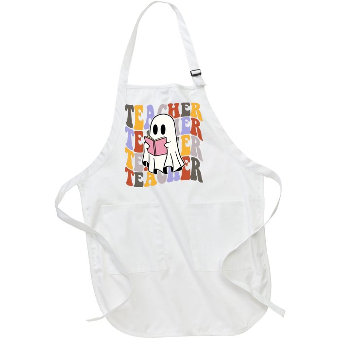 Teacher Retro Halloween Ghost Full-Length Apron With Pockets