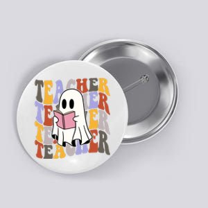 Teacher Retro Halloween Ghost Button