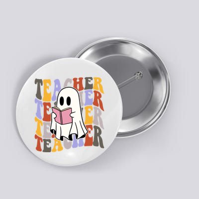 Teacher Retro Halloween Ghost Button