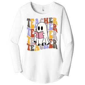 Teacher Retro Halloween Ghost Women's Perfect Tri Tunic Long Sleeve Shirt