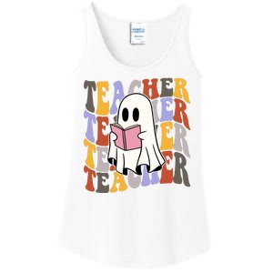 Teacher Retro Halloween Ghost Ladies Essential Tank