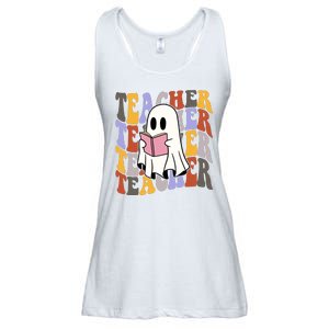 Teacher Retro Halloween Ghost Ladies Essential Flowy Tank