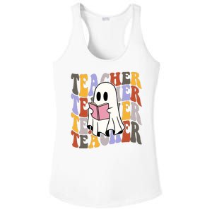 Teacher Retro Halloween Ghost Ladies PosiCharge Competitor Racerback Tank