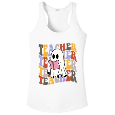 Teacher Retro Halloween Ghost Ladies PosiCharge Competitor Racerback Tank