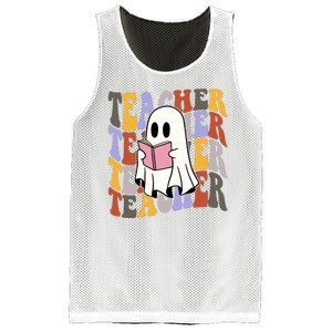 Teacher Retro Halloween Ghost Mesh Reversible Basketball Jersey Tank