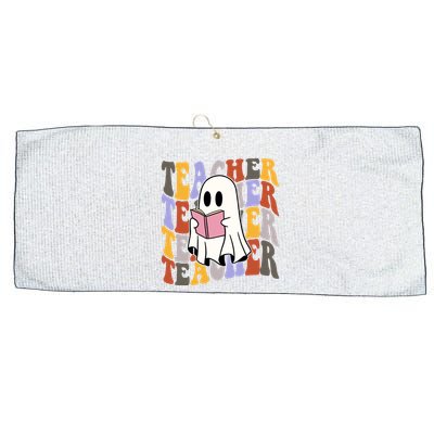Teacher Retro Halloween Ghost Large Microfiber Waffle Golf Towel