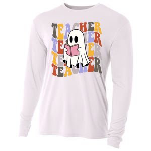 Teacher Retro Halloween Ghost Cooling Performance Long Sleeve Crew