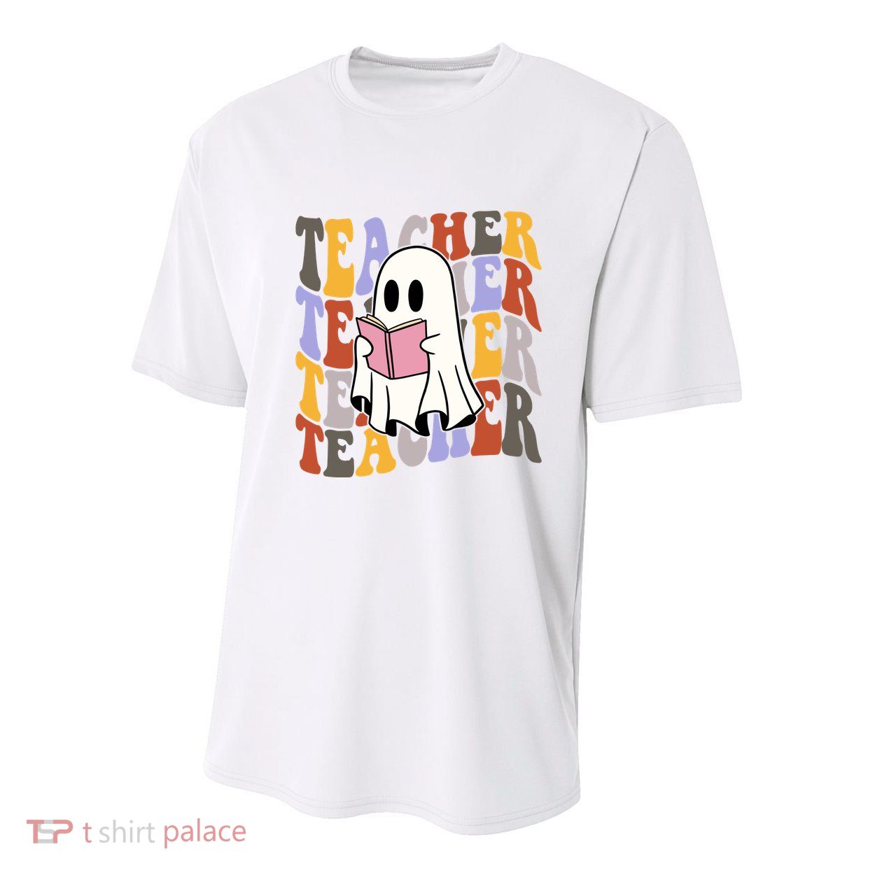 Teacher Retro Halloween Ghost Youth Performance Sprint T-Shirt