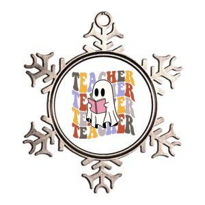 Teacher Retro Halloween Ghost Metallic Star Ornament