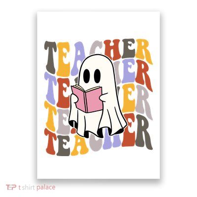 Teacher Retro Halloween Ghost Poster