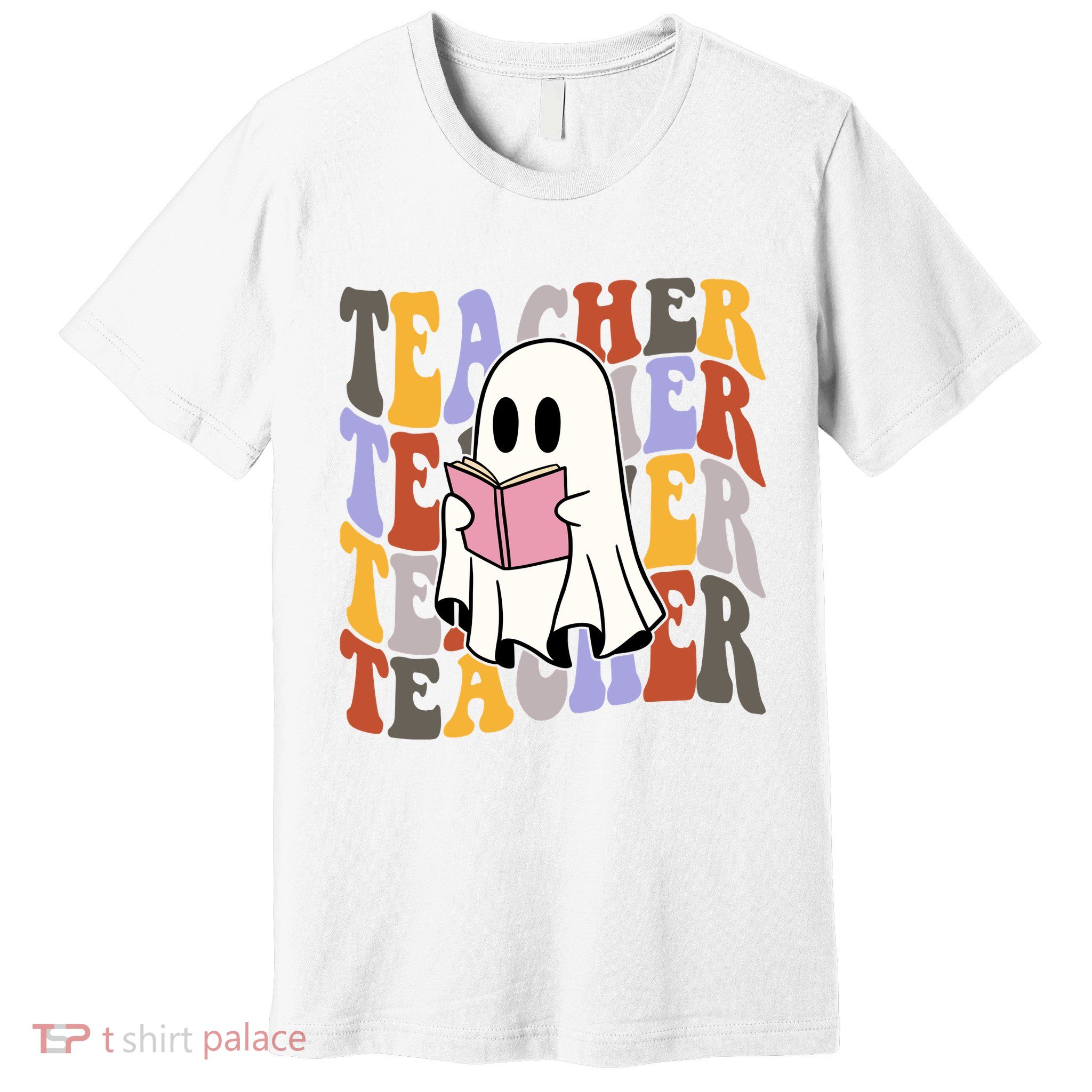 Teacher Retro Halloween Ghost Premium T-Shirt
