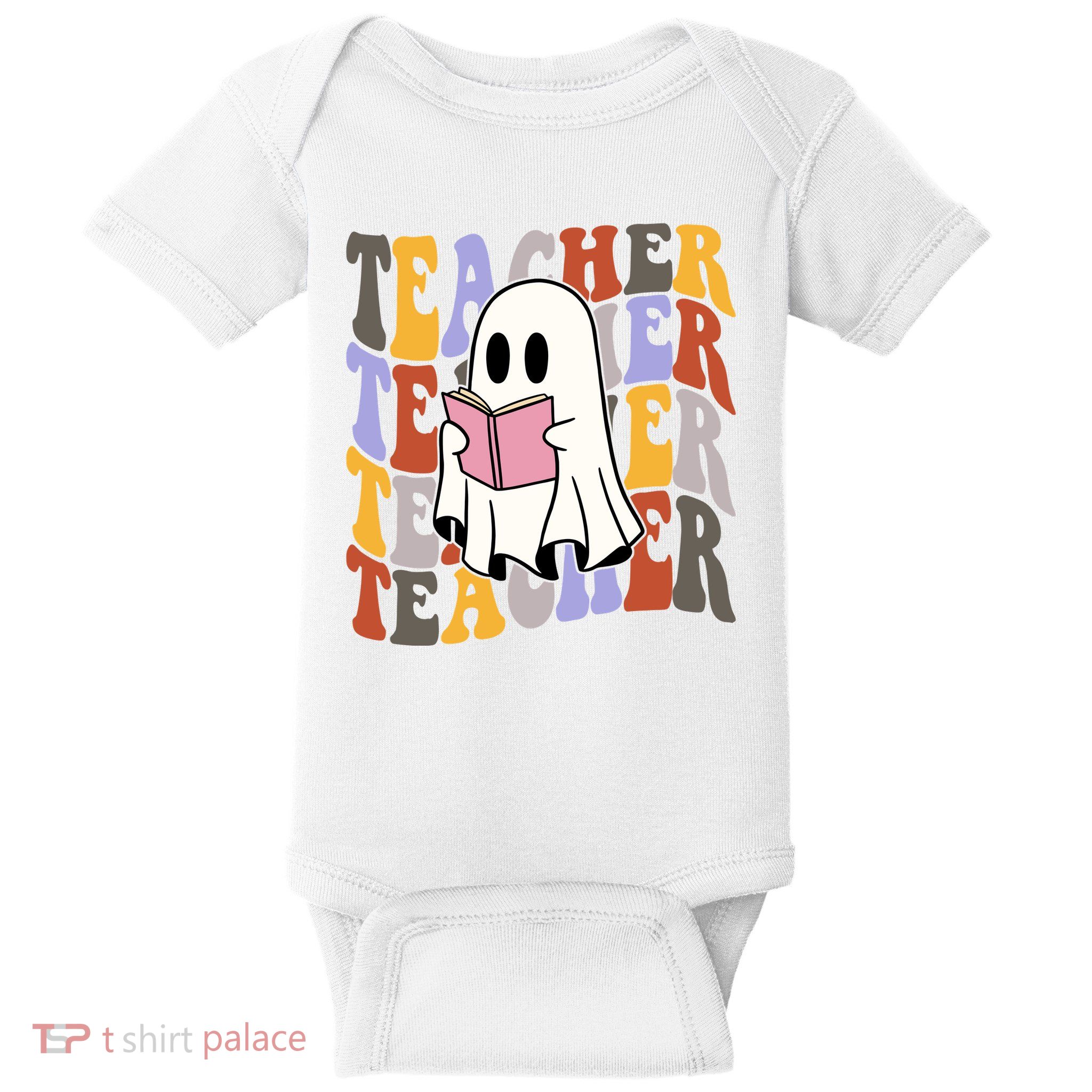 Teacher Retro Halloween Ghost Baby Bodysuit