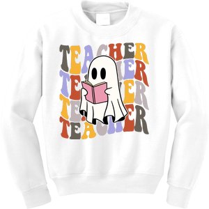 Teacher Retro Halloween Ghost Kids Sweatshirt