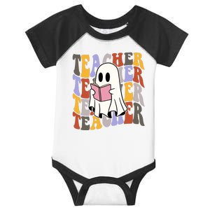 Teacher Retro Halloween Ghost Infant Baby Jersey Bodysuit