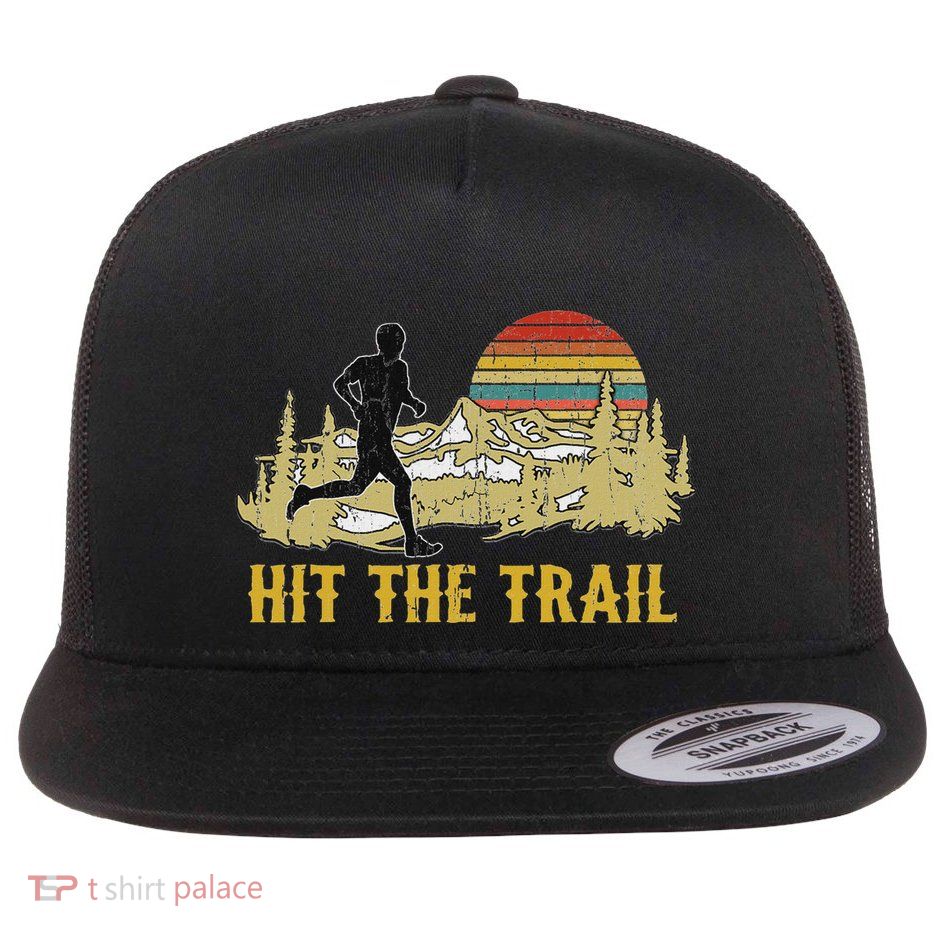 Trail Running Hit The Trail Runner Ultramarathon Running Flat Bill Trucker Hat