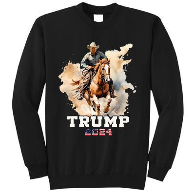 Trump Riding Horse American Flag Cowboy Sweatshirt