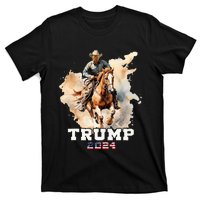 Trump Riding Horse American Flag Cowboy T-Shirt