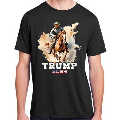 Trump Riding Horse American Flag Cowboy Adult ChromaSoft Performance T-Shirt