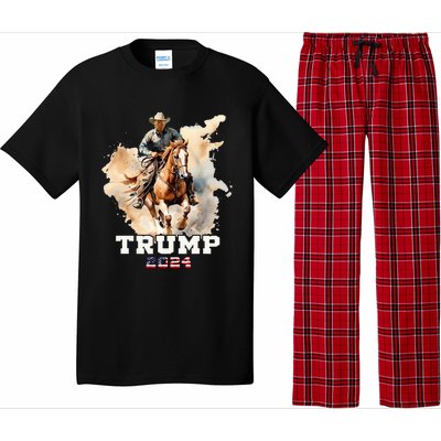 Trump Riding Horse American Flag Cowboy Pajama Set