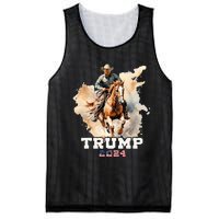 Trump Riding Horse American Flag Cowboy Mesh Reversible Basketball Jersey Tank