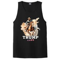 Trump Riding Horse American Flag Cowboy PosiCharge Competitor Tank