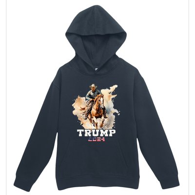 Trump Riding Horse American Flag Cowboy Urban Pullover Hoodie