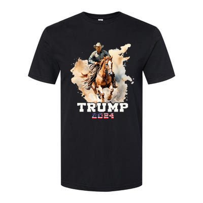 Trump Riding Horse American Flag Cowboy Softstyle CVC T-Shirt