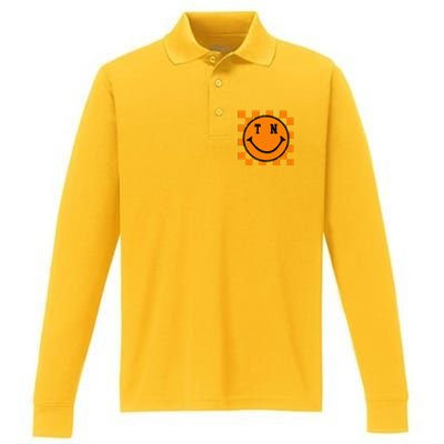 Tennessee Retro Happy Checkerboard Performance Long Sleeve Polo