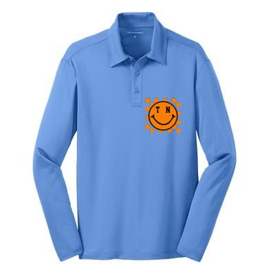 Tennessee Retro Happy Checkerboard Silk Touch Performance Long Sleeve Polo