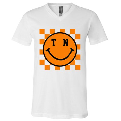 Tennessee Retro Happy Checkerboard V-Neck T-Shirt