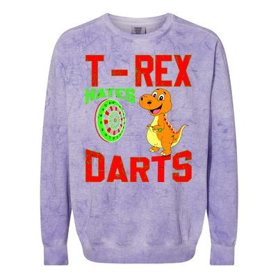 T Rex Hates Darts Colorblast Crewneck Sweatshirt