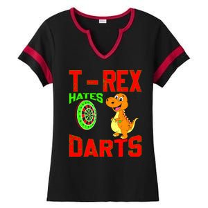 T Rex Hates Darts Ladies Halftime Notch Neck Tee