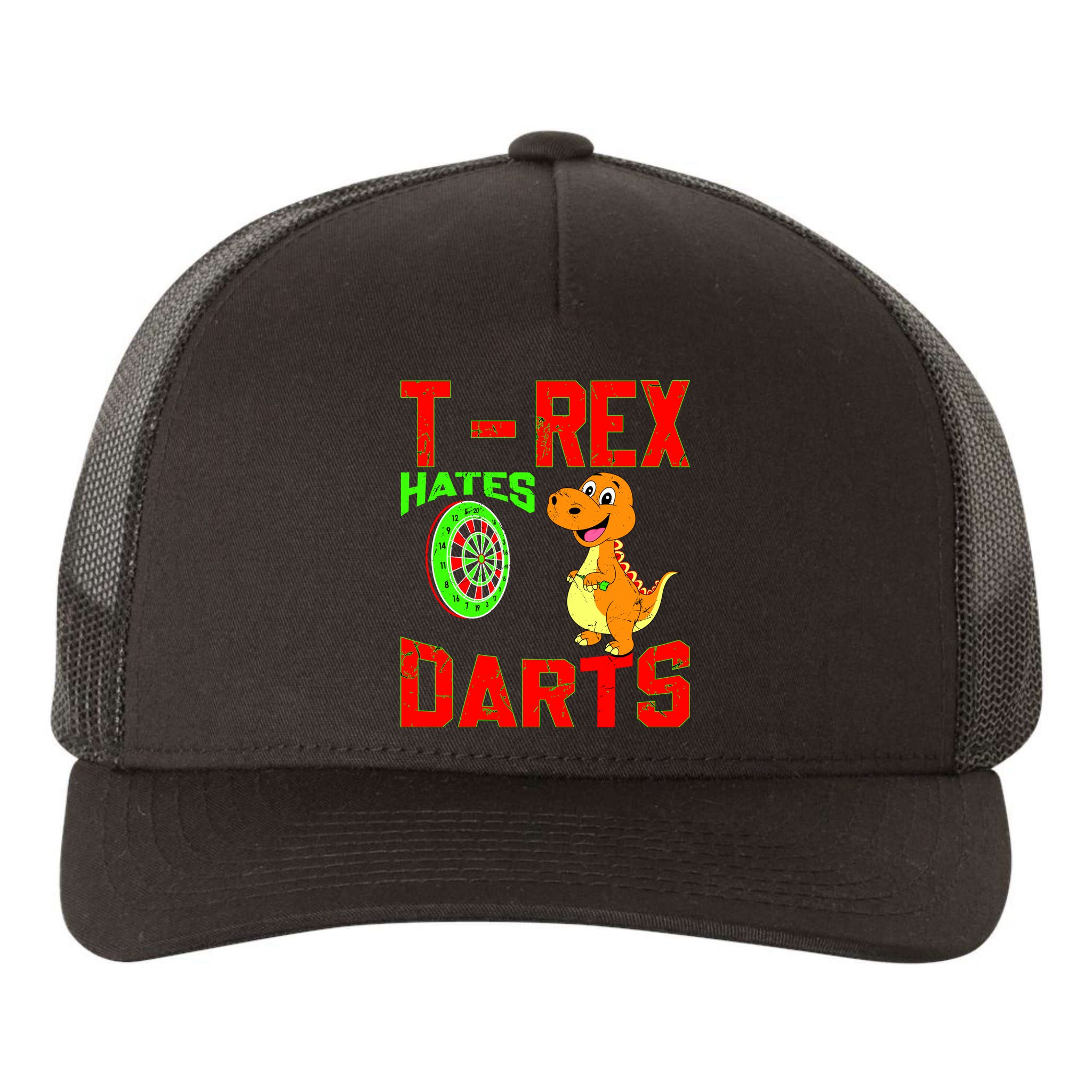 T Rex Hates Darts Yupoong Adult 5-Panel Trucker Hat