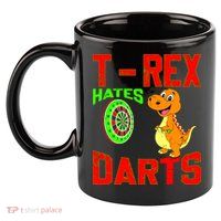 T Rex Hates Darts 11oz C Handle Ceramic Mug