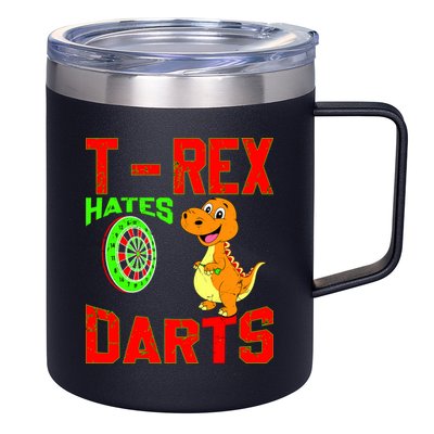 T Rex Hates Darts 12oz Stainless Steel Coffee Mug