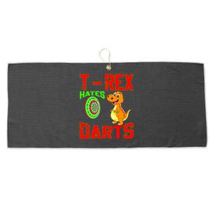 T Rex Hates Darts Large Microfiber Waffle Golf Towel