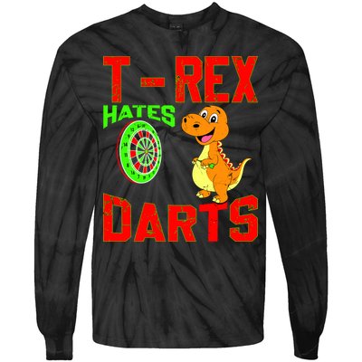 T Rex Hates Darts Tie-Dye Long Sleeve Shirt