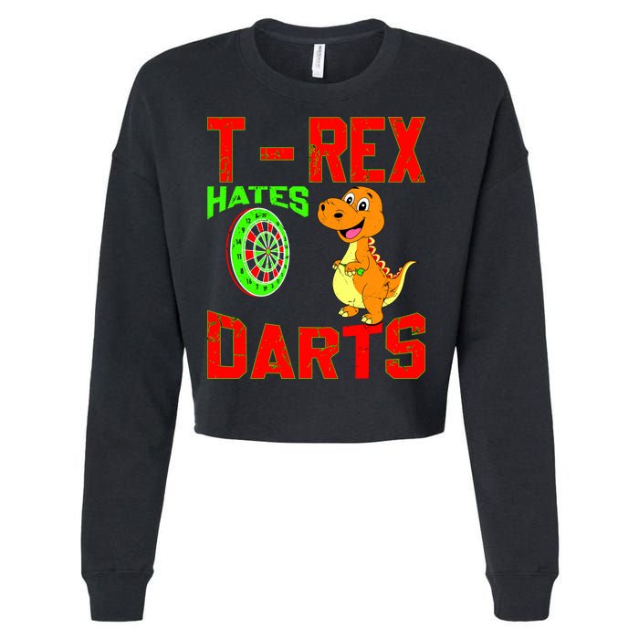 T Rex Hates Darts Cropped Pullover Crew