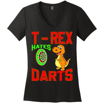 T Rex Hates Darts Women's V-Neck T-Shirt