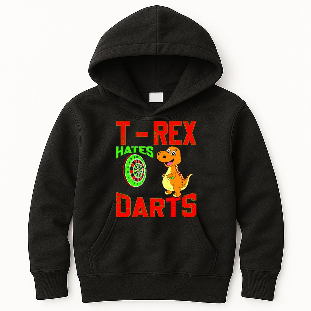 T Rex Hates Darts Kids Hoodie