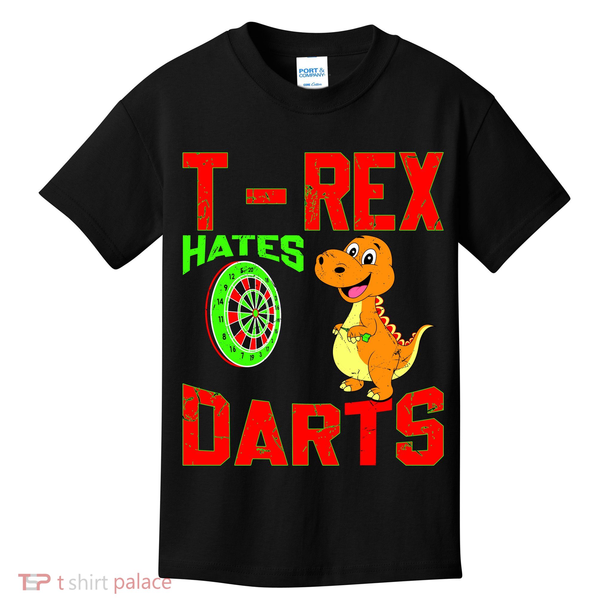 T Rex Hates Darts Kids T-Shirt